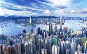 香港、都市、超高層ビル、大都会 HDの壁紙