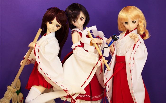 着物の女の子、日本のスタイル、人形 壁紙 ピクチャー