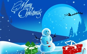 メリークリスマス、アート写真、雪だるま、雪、ギフト、ムーン HDの壁紙