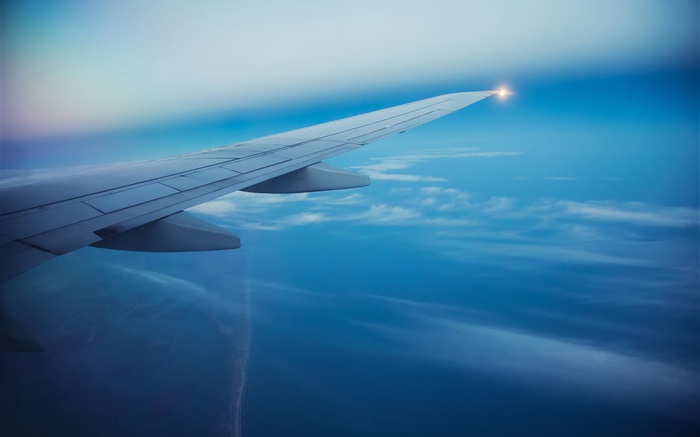 旅客飛行機、空、雲、航空機の翼 壁紙 ピクチャー