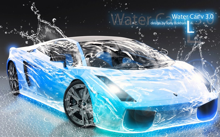 ウォータースプラッシュ車、ランボルギーニ、創造的なデザイン 壁紙 ピクチャー