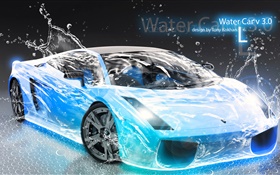 ウォータースプラッシュ車、ランボルギーニ、創造的なデザイン HDの壁紙