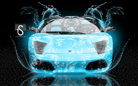 ウォータースプラッシュ車、ランボルギーニ、正面図、創造的なデザイン HDの壁紙