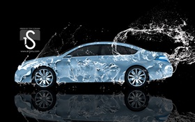 ウォータースプラッシュ車、日産、側面図、創造的なデザイン HDの壁紙