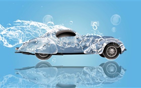 ウォータースプラッシュ車、創造的なデザイン、レトロな車 HDの壁紙