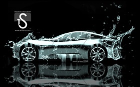 ウォータースプラッシュ車、創造的なデザイン、側面図 HDの壁紙
