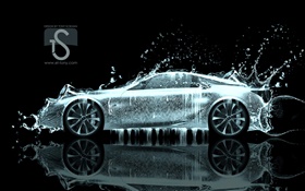 ウォータースプラッシュ車、創造的なデザイン、スーパーカーの側面図 HDの壁紙