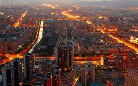 北京、中国、真夜中、建物、ライト HDの壁紙