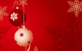 クリスマスボール、赤の背景 HDの壁紙