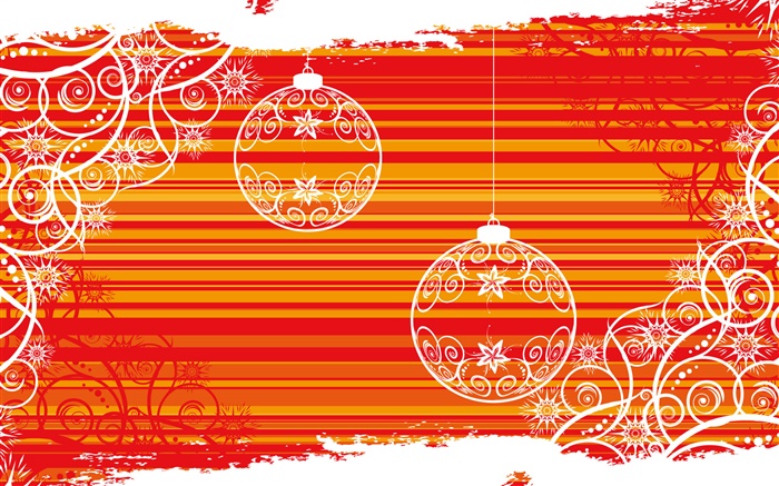 クリスマスボール、白線、赤背景、創造的なデザイン 壁紙 ピクチャー