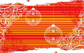 クリスマスボール、白線、赤背景、創造的なデザイン HDの壁紙
