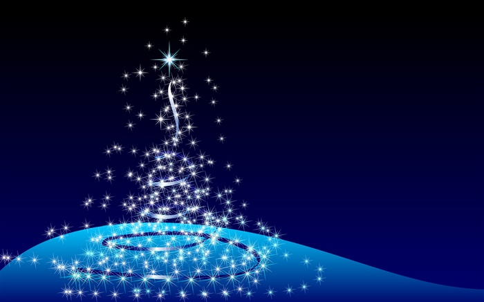 クリスマスデザイン、抽象ツリー、星、青の背景 壁紙 ピクチャー