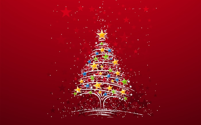 クリスマスをテーマに、カラフルな星の木、創造的な写真 壁紙 ピクチャー