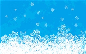 クリスマスをテーマにした写真、雪片、青の背景 HDの壁紙