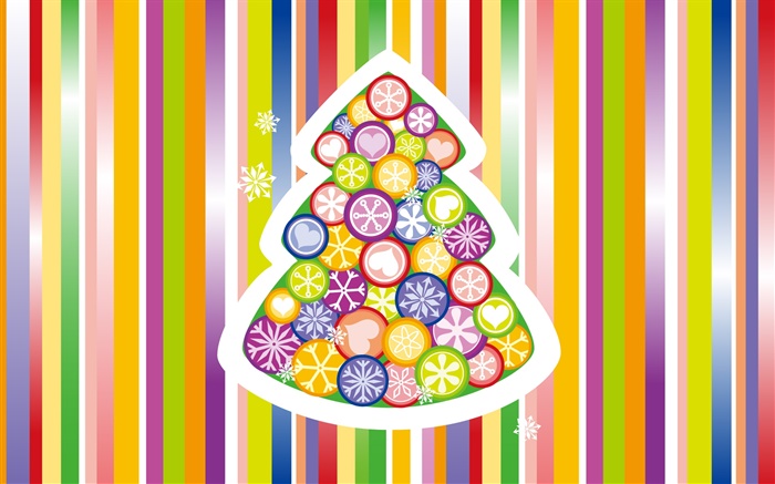 クリスマスツリー、カラフルな背景、創造的なデザイン 壁紙 ピクチャー