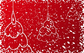 クリスマスツリー、赤い背景 HDの壁紙