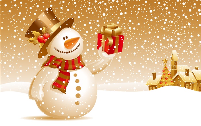 雪だるま、贈り物、クリスマス絵をテーマに 壁紙 ピクチャー