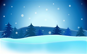ベクタークリスマスの写真、木、雪、青空 HDの壁紙