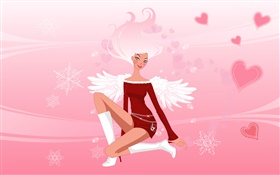 ベクトル図、ファッションの女の子、翼、天使 HDの壁紙