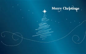 メリークリスマス、創造的なデザイン、木、星、青の背景