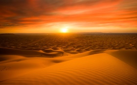 モロッコ、サハラ砂漠、砂、日没 HDの壁紙