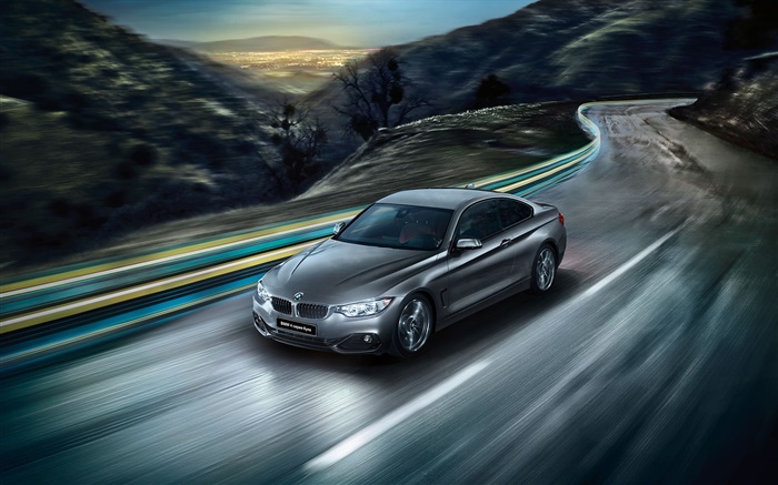 2015 BMW4シリーズF32車の速度、道路、ライト 壁紙 ピクチャー