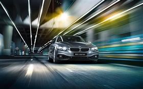 2015 BMW4シリーズF32シルバーカー、高速、光