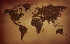 コーヒー豆、世界地図、大陸、創造的な HDの壁紙
