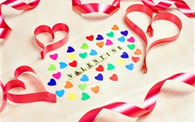バレンタインデー幸せ、愛の心、ロマンチックな、リボン HDの壁紙