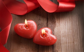 バレンタインデー、愛の心、ロマンチックな、キャンドル HDの壁紙
