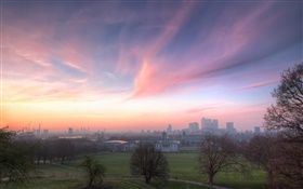 ロンドン、イングランド、グリニッジ公園、住宅、夜明け HDの壁紙