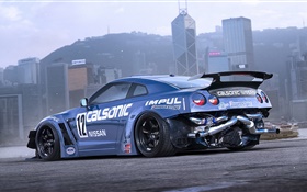 日産GT-Rブルースポーツカー HDの壁紙