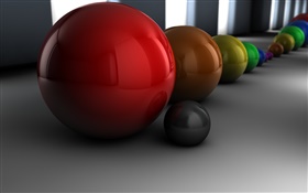 3Dボール、異なる色 HDの壁紙