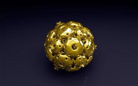 3Dの金ボール、黒の背景