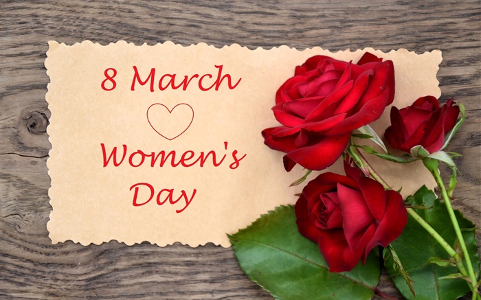 3月8日、女性の日、赤い花バラ 壁紙 ピクチャー