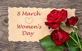 3月8日、女性の日、赤い花バラ