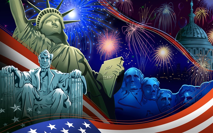 アメリカ独立記念日、アート写真のテーマ、ベクトル 壁紙 ピクチャー