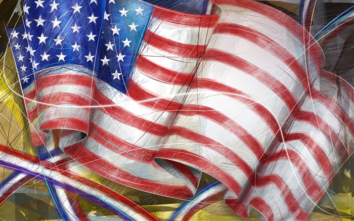 アメリカの国旗、アートの描画 壁紙 ピクチャー