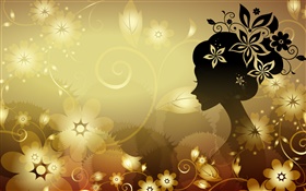 美しい背景、若いベクトルの女の子、花 HDの壁紙