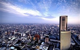 美しい街、上面図、高層ビル、青空、雲 HDの壁紙