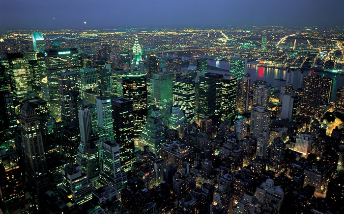 美しい夜の街、ライト、トップビュー、ニューヨーク、USA 壁紙 ピクチャー
