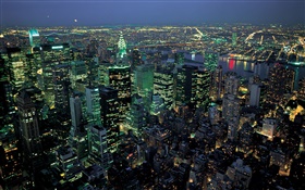 美しい夜の街、ライト、トップビュー、ニューヨーク、USA HDの壁紙