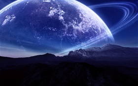 美しい風景、山、惑星、オーラ HDの壁紙