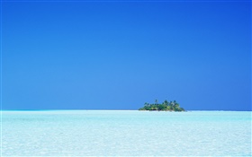 青い海、島、空、モルディブ