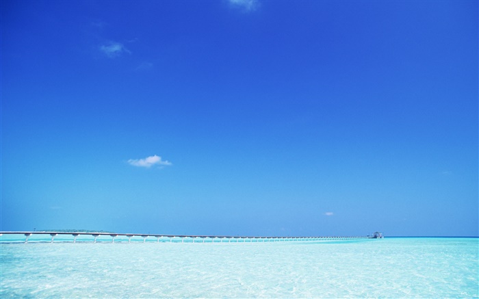 青い海、桟橋、モルディブ 壁紙 ピクチャー