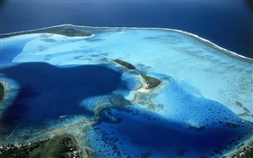ボラボラ島、フランス領ポリネシア、リゾート、ビーチ、海、上面図
