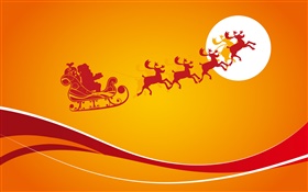 クリスマスは写真をテーマに、オレンジ色の背景、月、ベクトル