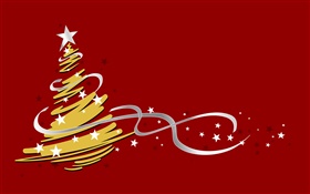 クリスマスツリー、シンプルなスタイル、赤、背景 HDの壁紙