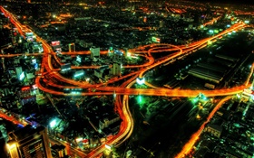 都市交通、ライトライン、美しい夜 HDの壁紙