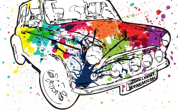 カラフルな塗装車、創造的なデザイン 壁紙 ピクチャー